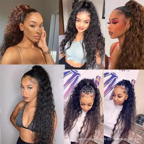 wholesale Private Label Cruly Synthetic Hair ponytail for Women Natural Hair wrap around Clip in hair Ponytail